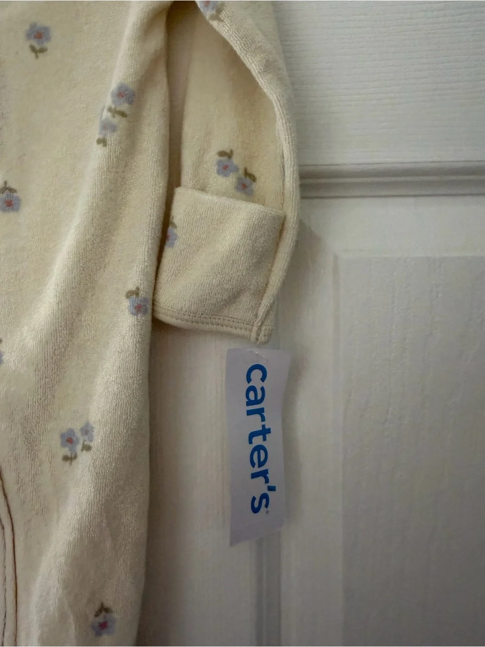 Carter's Cream Fleece Floral Footed One-Piece